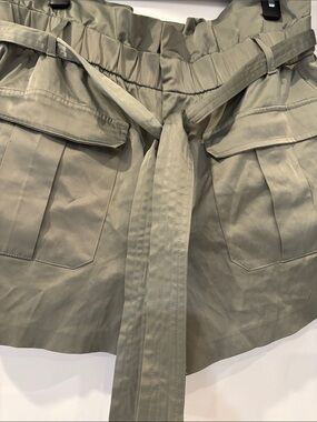 Zara Olive Green Paperbag Waist Utility Shorts